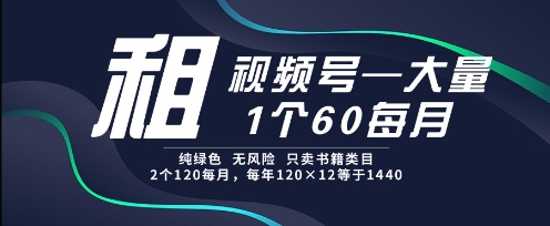 租视频号，一个60每月，2个120.纯绿色、无风险，常年租【揭秘】远创网-专注分享副业落地实操课程 – 全网首发_高质量项目输出远创网