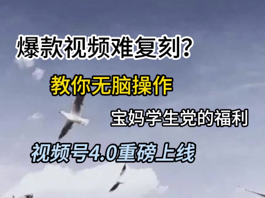 视频号4.0重磅上线，爆款视频难复刻？教你无脑操作宝妈学生党的福利【揭秘】远创网-专注分享副业落地实操课程 – 全网首发_高质量项目输出远创网