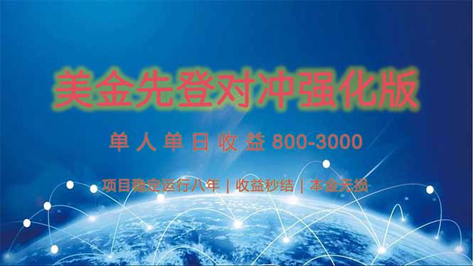 美金先登计划对冲强化版，2025年黑马中最暴力收益日收益1k-4k(可放大…远创网-专注分享副业落地实操课程 – 全网首发_高质量项目输出远创网