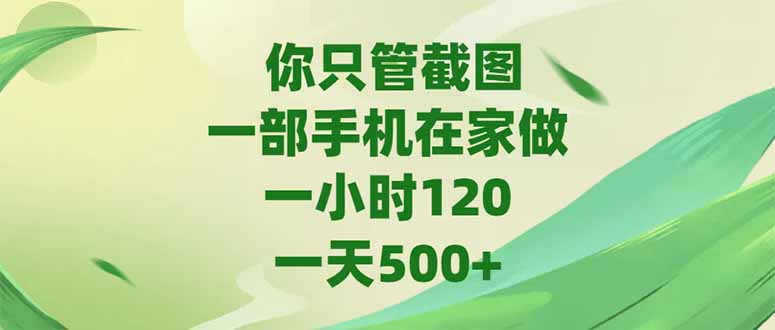 你只管截图，一部手机在家做，一小时120，-天500+远创网-专注分享副业落地实操课程 – 全网首发_高质量项目输出远创网