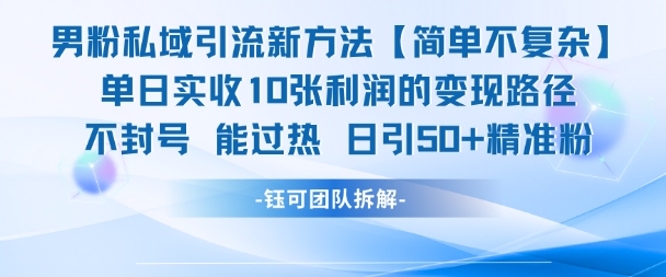 男粉私域引流新方法，单日收10张利润，日引流50+精准粉远创网-专注分享副业落地实操课程 – 全网首发_高质量项目输出远创网