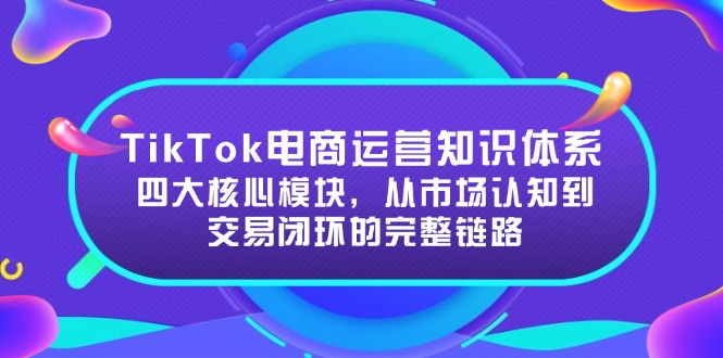 TikTok电商运营知识体系：四大核心模块，从市场认知到交易闭环的完整链路远创网-专注分享副业落地实操课程 – 全网首发_高质量项目输出远创网