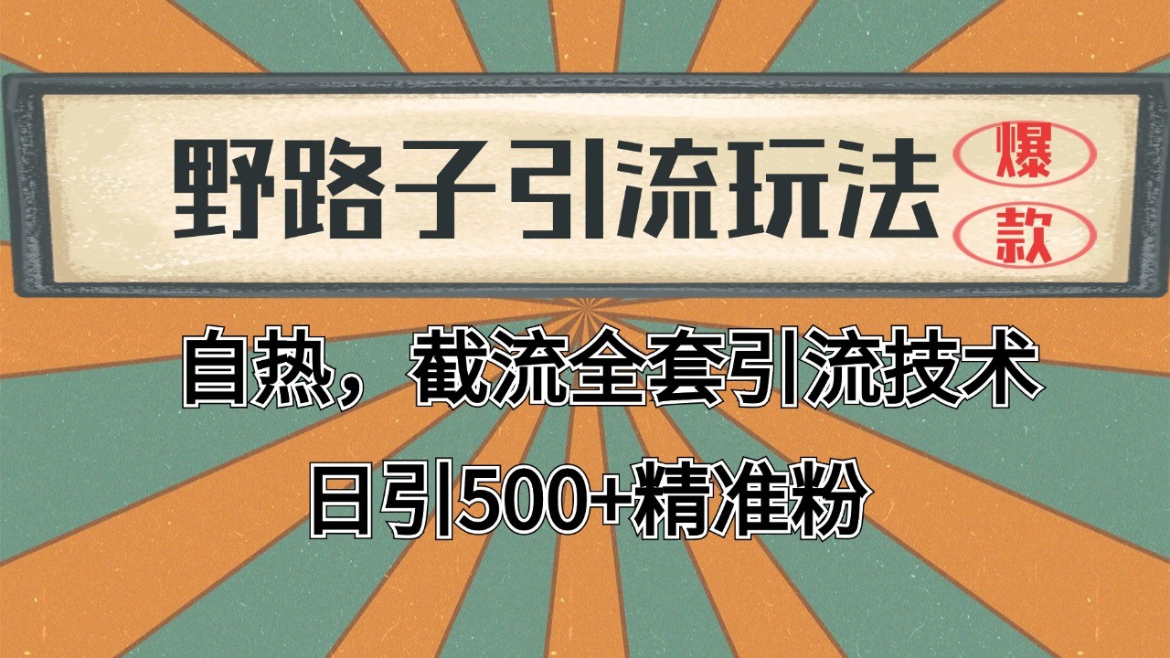 2024首发野路子引流玩法截流自热全平台打法，全自动引流【日引2000+精准客户】远创网-专注分享副业落地实操课程 – 全网首发_高质量项目输出远创网