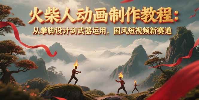 火柴人动画制作教程：从拳脚设计到武器运用，国风短视频新赛道远创网-专注分享副业落地实操课程 – 全网首发_高质量项目输出远创网