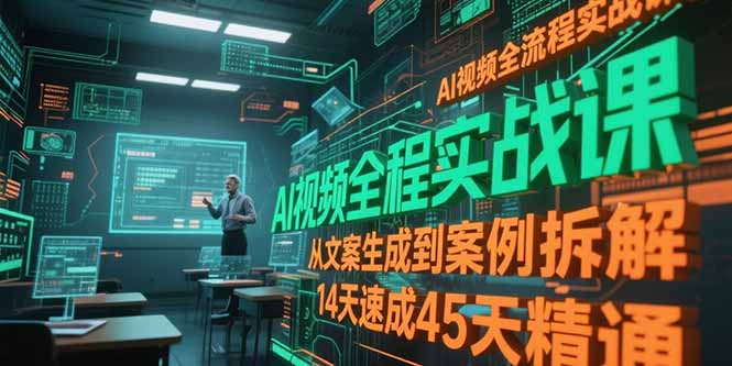AI视频全流程实战课，从文案生成到案例拆解，14天速成45天精通远创网-专注分享副业落地实操课程 – 全网首发_高质量项目输出远创网