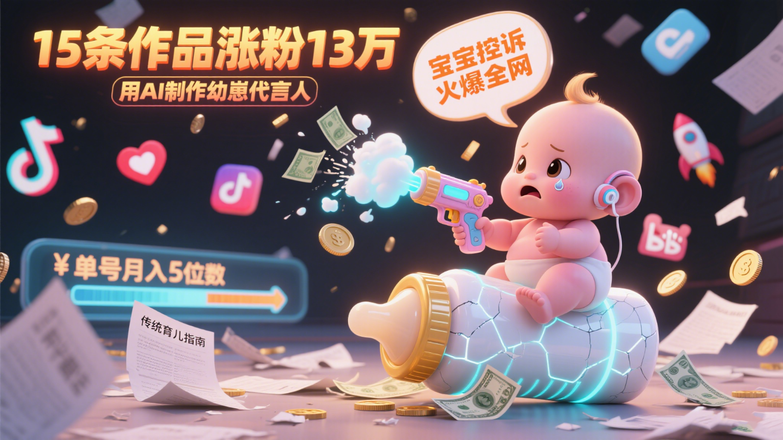 用AI制作幼崽代言人，宝宝的控诉火爆全网，15条作品涨粉13万，单号月入5位数实操教程远创网-专注分享副业落地实操课程 – 全网首发_高质量项目输出远创网