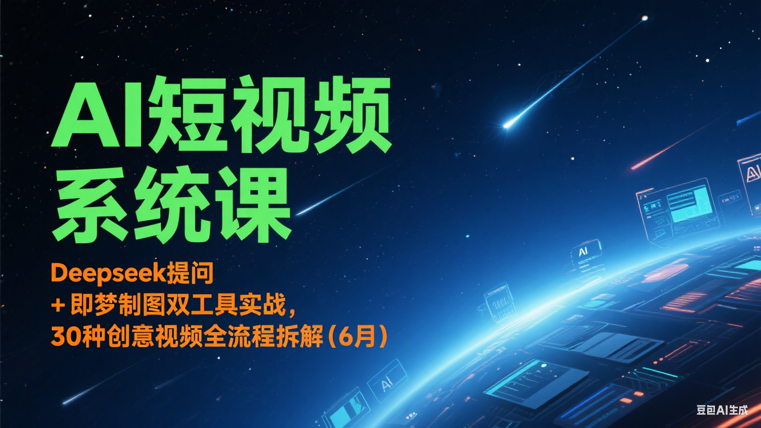 AI短视频系统课：Deepseek提问 + 即梦制图双工具实战，30种创意视频全流程拆解(6月)远创网-专注分享副业落地实操课程 – 全网首发_高质量项目输出远创网