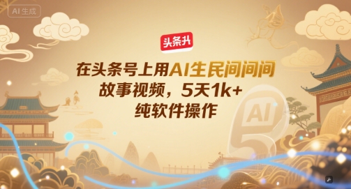 在头条号上用AI生民间故事视频，5天1k+，纯软件操作远创网-专注分享副业落地实操课程 – 全网首发_高质量项目输出远创网