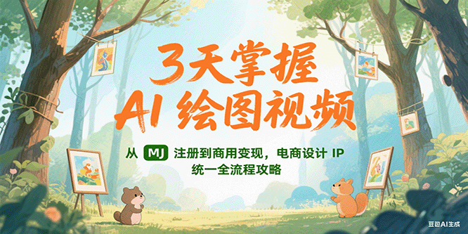 3天掌握AI绘图视频，从MJ 注册到商用变现，电商设计IP统一全流程攻略远创网-专注分享副业落地实操课程 – 全网首发_高质量项目输出远创网