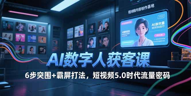 AI数字人获客课，6步突围+霸屏打法，短视频5.0时代流量密码远创网-专注分享副业落地实操课程 – 全网首发_高质量项目输出远创网