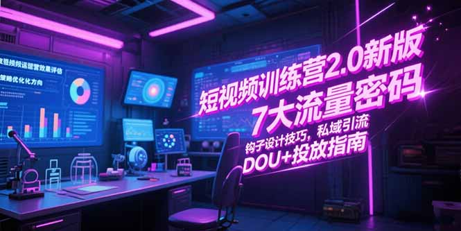 短视频训练营2.0新版，7大流量密码/钩子设计技巧/私域引流/DOU+投放指南远创网-专注分享副业落地实操课程 – 全网首发_高质量项目输出远创网