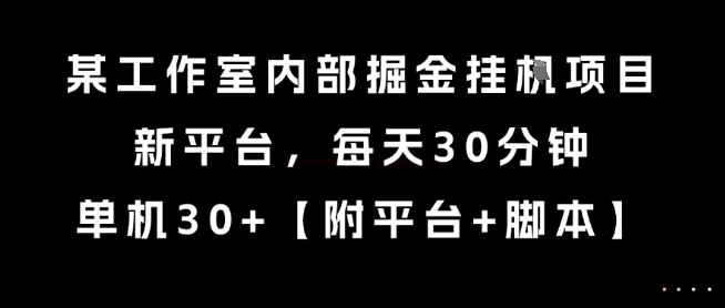 某工作室内部掘金挂G项目，新平台，每天30分钟，单机30+【揭秘】远创网-专注分享副业落地实操课程 – 全网首发_高质量项目输出远创网