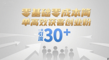 零基础零成本简单高效获客创业粉，一天引流30+远创网-专注分享副业落地实操课程 – 全网首发_高质量项目输出远创网