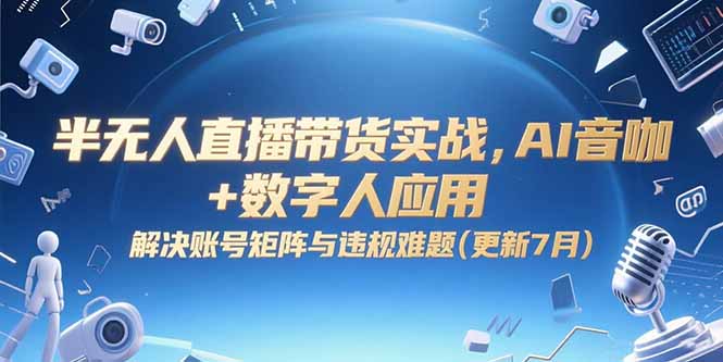 半无人直播带货实战，AI音咖+数字人应用 解决账号矩阵与违规难题(更新7月远创网-专注分享副业落地实操课程 – 全网首发_高质量项目输出远创网