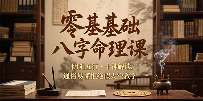 零基础八字命理课，阴阳五行+十神解读，通俗易懂拒绝假大空教学远创网-专注分享副业落地实操课程 – 全网首发_高质量项目输出远创网