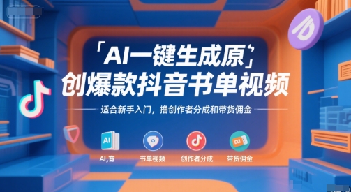 AI一键生成原创爆款抖音书单视频，适合新手入门，撸创作者分成和带货佣金【揭秘】远创网-专注分享副业落地实操课程 – 全网首发_高质量项目输出远创网