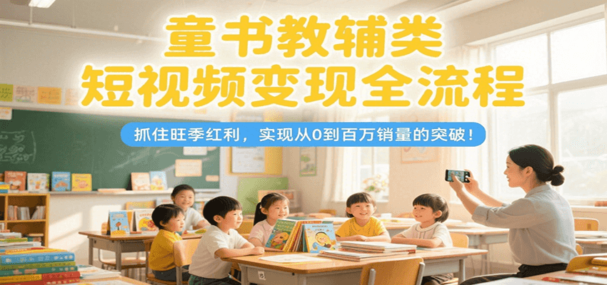 童书教辅类短视频变现全流程，抓住旺季红利，实现从0到百万销量的突破！远创网-专注分享副业落地实操课程 – 全网首发_高质量项目输出远创网