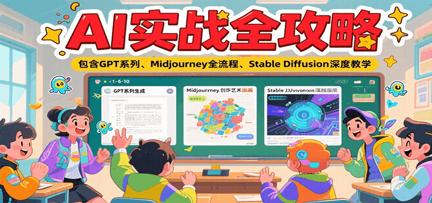 AI实战全攻略，包含GPT系列、Midjourney全流程、Stable Diffusion深度教学远创网-专注分享副业落地实操课程 – 全网首发_高质量项目输出远创网