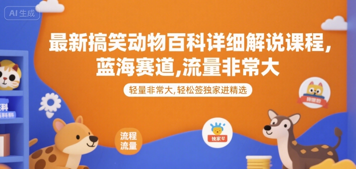 最新搞笑动物百科详细解说课程，蓝海赛道，流量非常大，轻松签独家进精选远创网-专注分享副业落地实操课程 – 全网首发_高质量项目输出远创网