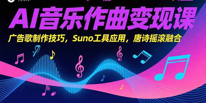 AI音乐作曲变现课，广告歌制作技巧，Suno工具应用，唐诗摇滚融合远创网-专注分享副业落地实操课程 – 全网首发_高质量项目输出远创网