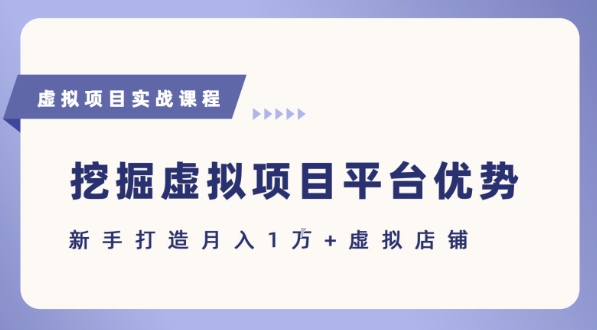 抓住虚拟项目各平台优势，新手轻松月入1W+(给出具体建议)远创网-专注分享副业落地实操课程 – 全网首发_高质量项目输出远创网