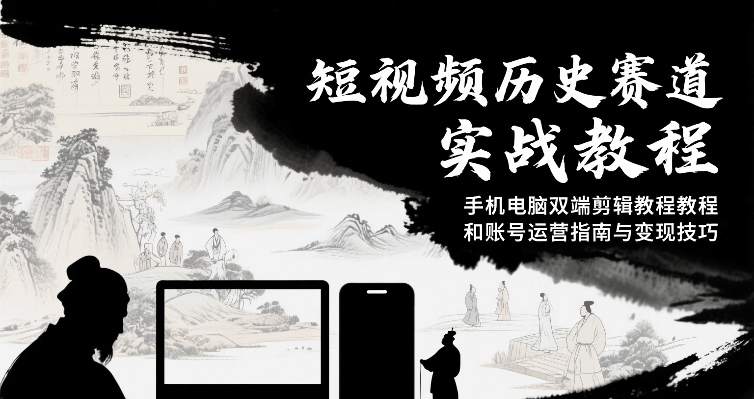 短视频历史赛道实战教程，手机电脑双端剪辑教程和账号运营指南与变现技巧远创网-专注分享副业落地实操课程 – 全网首发_高质量项目输出远创网