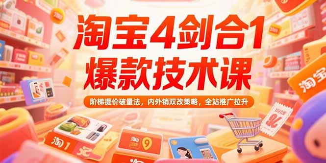 淘宝4剑合1爆款技术课73期：阶梯提价破量法，内外销双改策略 全站推广拉升远创网-专注分享副业落地实操课程 – 全网首发_高质量项目输出远创网