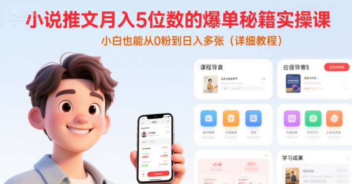 小说推文月入5位数的爆单秘籍实操课，，小白也能从0粉到日入多张(详细教程)远创网-专注分享副业落地实操课程 – 全网首发_高质量项目输出远创网