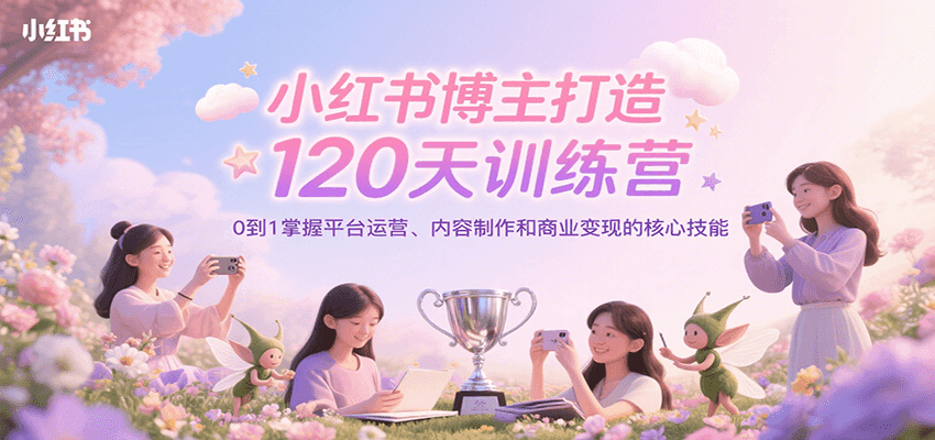 小红书博主打造120天训练营，0到1掌握平台运营、内容制作和商业变现远创网-专注分享副业落地实操课程 – 全网首发_高质量项目输出远创网