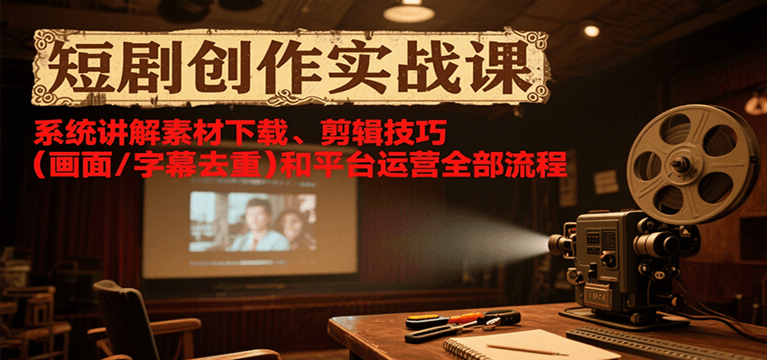 短剧创作实战课，系统讲解素材下载、剪辑技巧(画面/字幕去重)和平台运营全部流程远创网-专注分享副业落地实操课程 – 全网首发_高质量项目输出远创网
