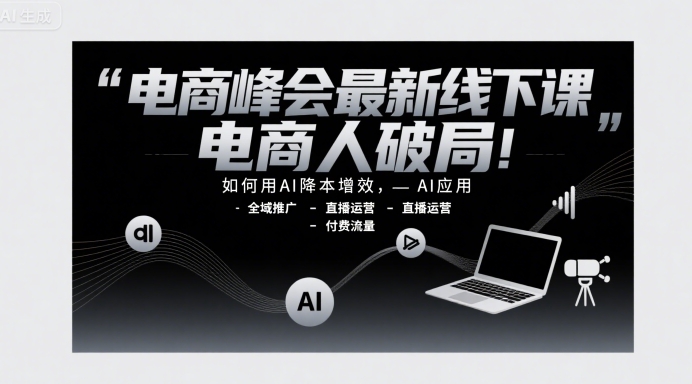 电商峰会最新线下课，电商人破局，如何用AI降本增效，AI应用-全域推广-直播运营-付费流量远创网-专注分享副业落地实操课程 – 全网首发_高质量项目输出远创网