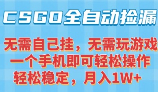 CSGO自动捡漏项目，最新独家玩法，一个手机可操作，新手小白轻松月入1W+，操作简单易上手【揭秘】远创网-专注分享副业落地实操课程 – 全网首发_高质量项目输出远创网