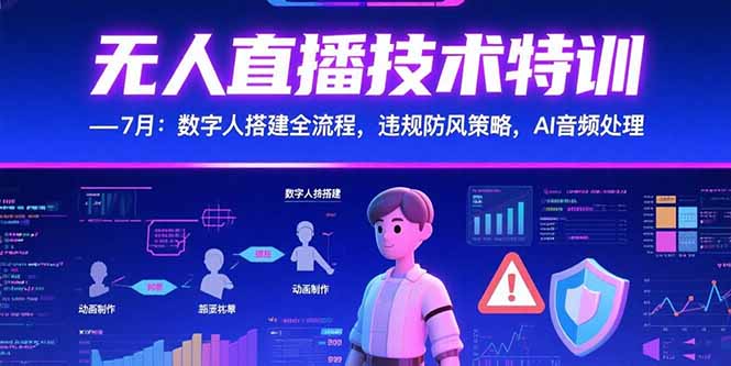 无人直播技术特训-7月：数字人搭建全流程，违规防风策略，AI音频处理远创网-专注分享副业落地实操课程 – 全网首发_高质量项目输出远创网