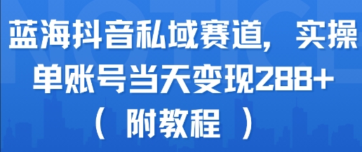 蓝海抖音私域赛道，实操单账号当天变现288+(附教程)远创网-专注分享副业落地实操课程 – 全网首发_高质量项目输出远创网