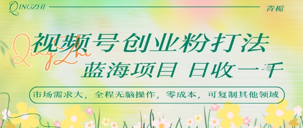 视频号创业粉打法，日入1k，蓝海项目，市场需求大，全程无脑操作，可复制远创网-专注分享副业落地实操课程 – 全网首发_高质量项目输出远创网