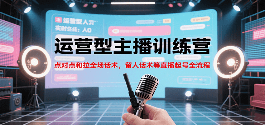 运营型主播训练营，点对点和拉全场话术，留人话术等直播起号全流程(更新7月)远创网-专注分享副业落地实操课程 – 全网首发_高质量项目输出远创网