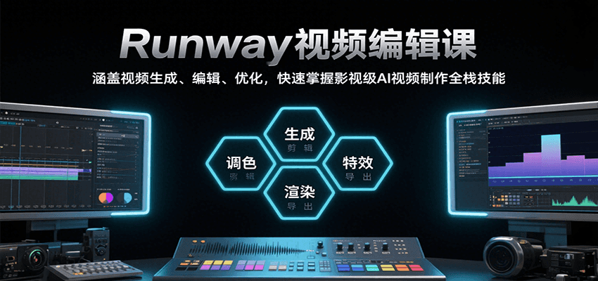 Runway视频编辑课，涵盖视频生成、编辑、优化，快速掌握影视级AI视频制作全栈技能远创网-专注分享副业落地实操课程 – 全网首发_高质量项目输出远创网