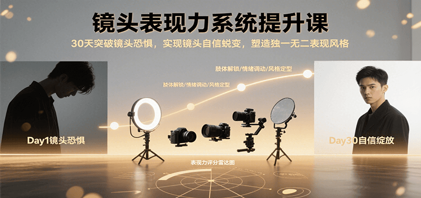 镜头表现力系统提升课，30天突破镜头恐惧实现自信蜕变，塑造独一无二表现风格远创网-专注分享副业落地实操课程 – 全网首发_高质量项目输出远创网