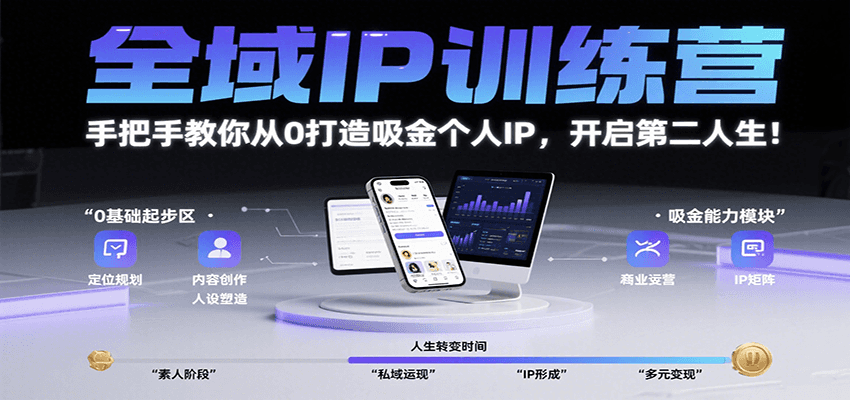全域IP训练营，手把手教你从0打造吸金个人IP，开启第二人生！远创网-专注分享副业落地实操课程 – 全网首发_高质量项目输出远创网