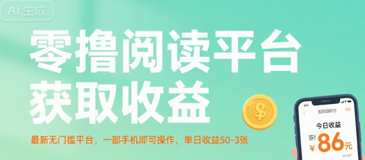零撸阅读平台获取收益，最新无门槛平台，一部手机即可操作，单日收益50-3张【揭秘】远创网-专注分享副业落地实操课程 – 全网首发_高质量项目输出远创网