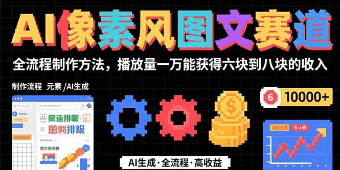 AI像素风图文赛道：全流程制作方法，播放量一万能获得6块到8块的收入远创网-专注分享副业落地实操课程 – 全网首发_高质量项目输出远创网