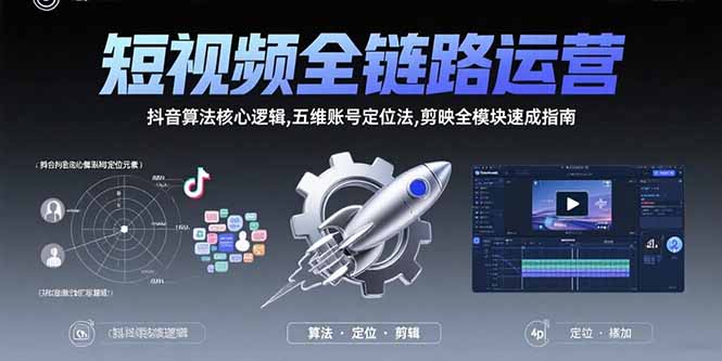 短视频全链路运营：抖音算法核心逻辑,五维账号定位法,剪映全模块速成指南远创网-专注分享副业落地实操课程 – 全网首发_高质量项目输出远创网