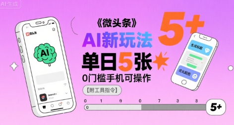微头条AI新玩法，小白单日5张+，0门槛手机可操作【附工具指令】远创网-专注分享副业落地实操课程 – 全网首发_高质量项目输出远创网