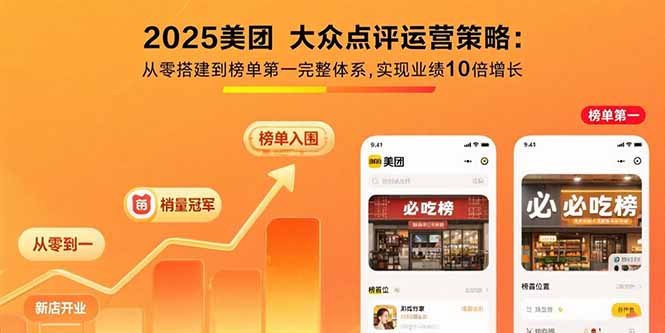 2025美团 大众点评运营策略:从零搭建到榜单第一完整体系,实现业绩10倍增长远创网-专注分享副业落地实操课程 – 全网首发_高质量项目输出远创网