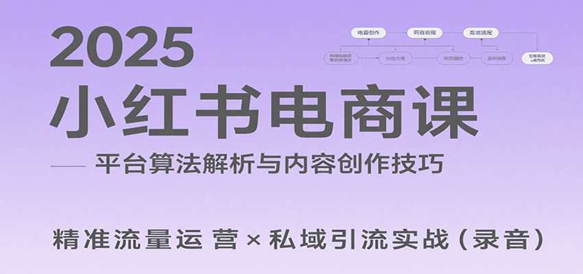 2025小红书电商课：解析算法，创作高转化内容，助力卖家获取流量实现变现(录音)远创网-专注分享副业落地实操课程 – 全网首发_高质量项目输出远创网