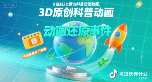 自制3D原创科普动画教程，动画还原事件，抖音最新热门赛道，可过伙伴计划远创网-专注分享副业落地实操课程 – 全网首发_高质量项目输出远创网