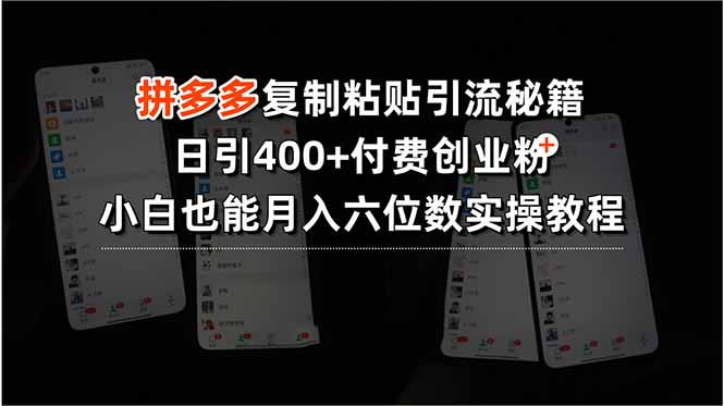 拼多多复制粘贴引流秘籍，日引400+付费创业粉，小白也能月入六位数实操…远创网-专注分享副业落地实操课程 – 全网首发_高质量项目输出远创网