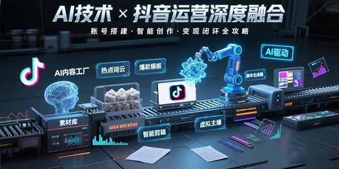 AI技术与抖音运营的深度融合应用：涵盖账号搭建、内容创作、收益变现等远创网-专注分享副业落地实操课程 – 全网首发_高质量项目输出远创网