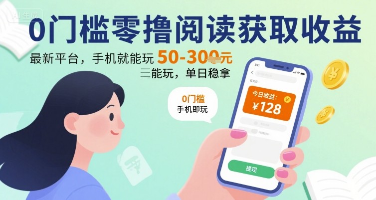 0门槛零撸阅读获取收益：最新平台，手机就能玩，单日稳拿 50-3张 【揭秘】远创网-专注分享副业落地实操课程 – 全网首发_高质量项目输出远创网