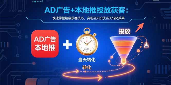 AD广告+本地推投放获客：快速掌握精准获客技巧，实现当天投放当天转化效果远创网-专注分享副业落地实操课程 – 全网首发_高质量项目输出远创网
